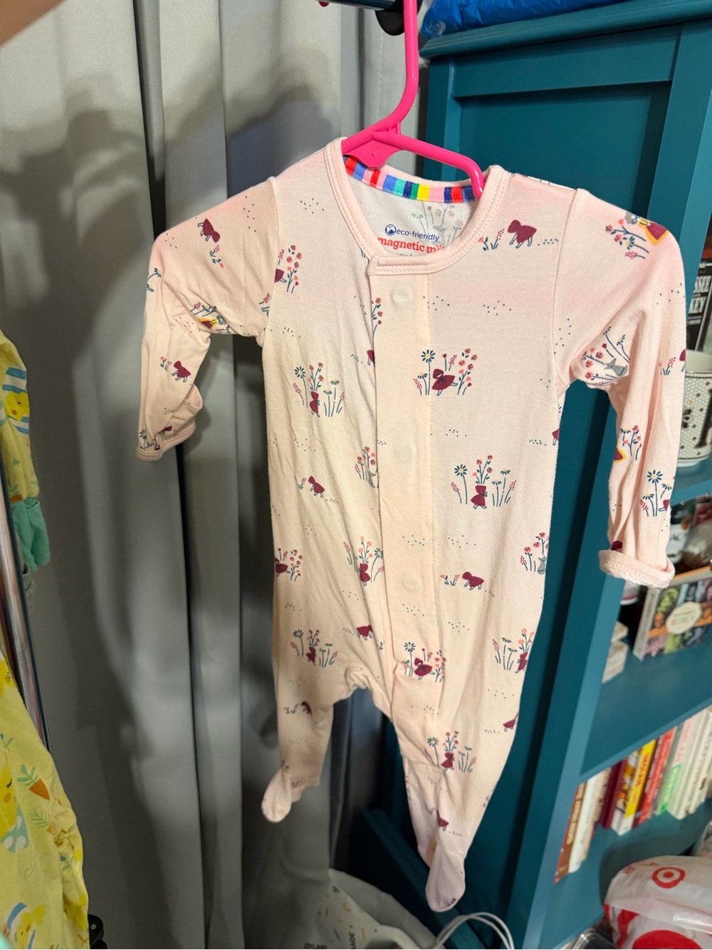 Magnetic Me Pink Floral Baby One-Piece Footed Sleeper